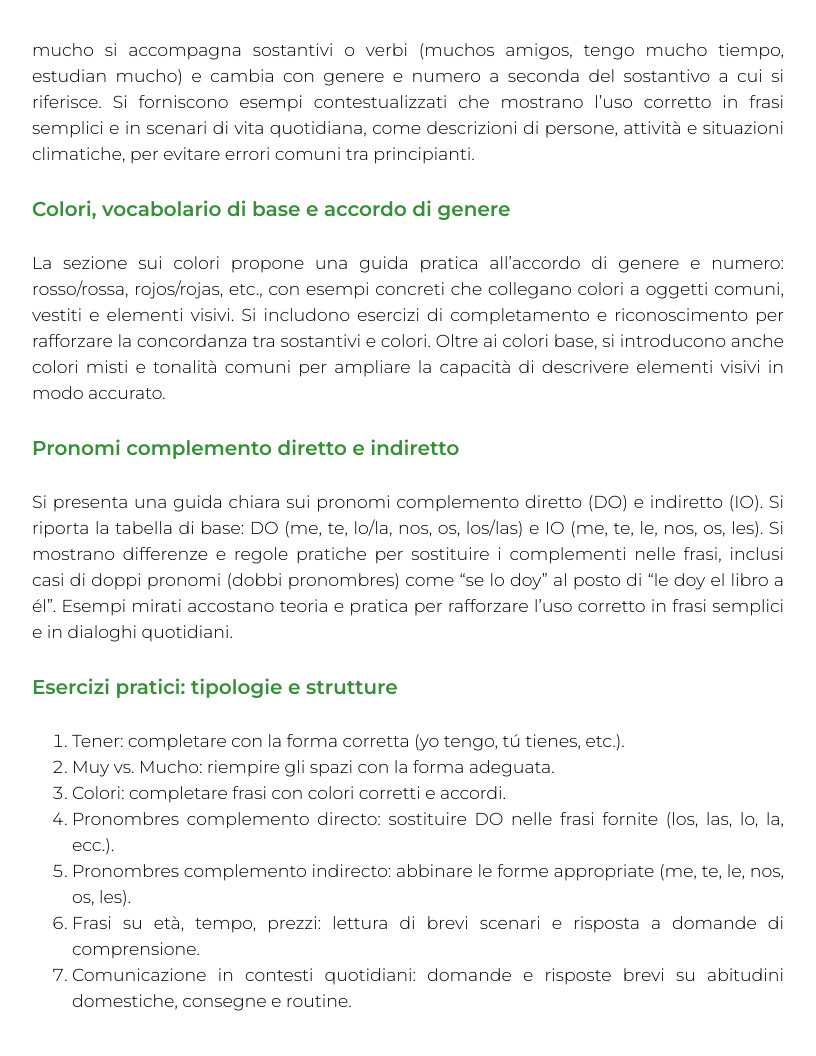 Riassunto di Lingua spagnola