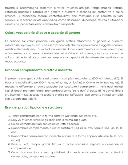 Riassunto di Lingua spagnola