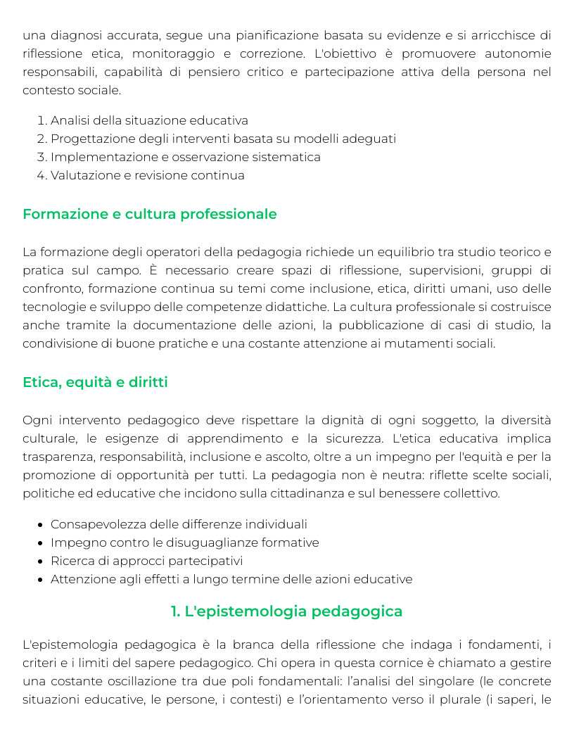 Riassunto di Pedagogia generale