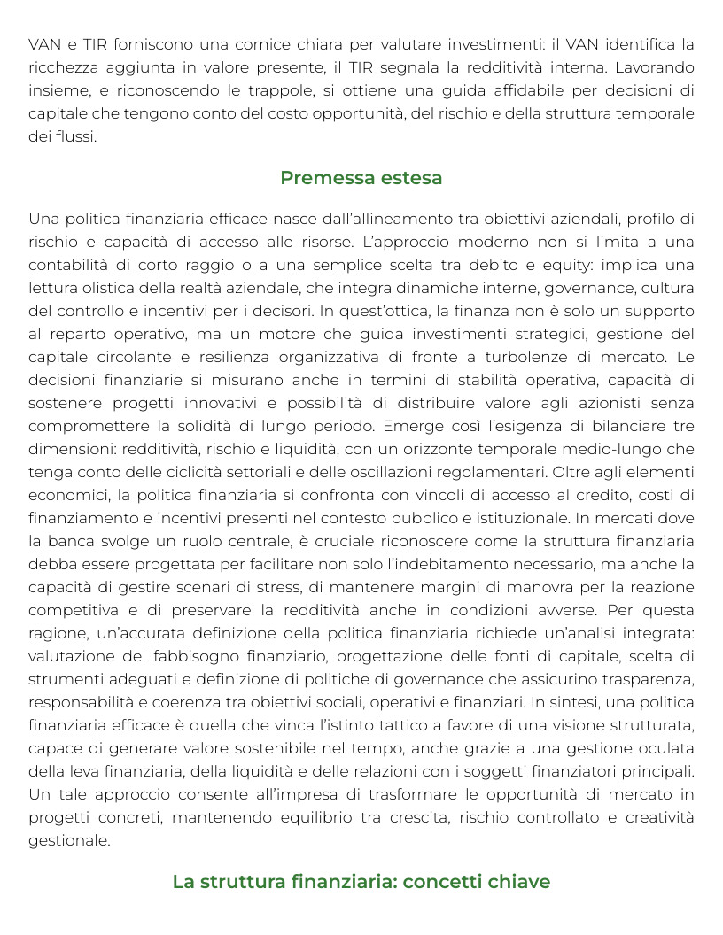 Riassunto di Finanza aziendale per l'investigazione
