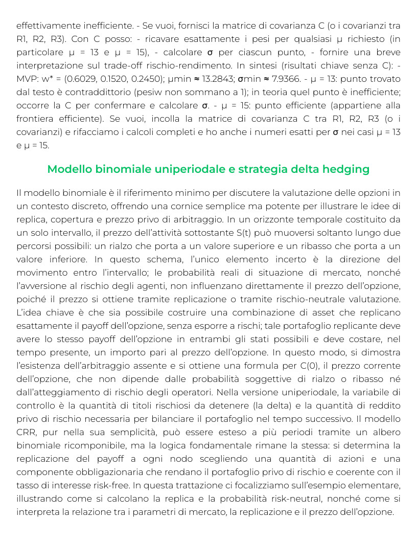 Riassunto di Finanza Quantitativa e Derivati