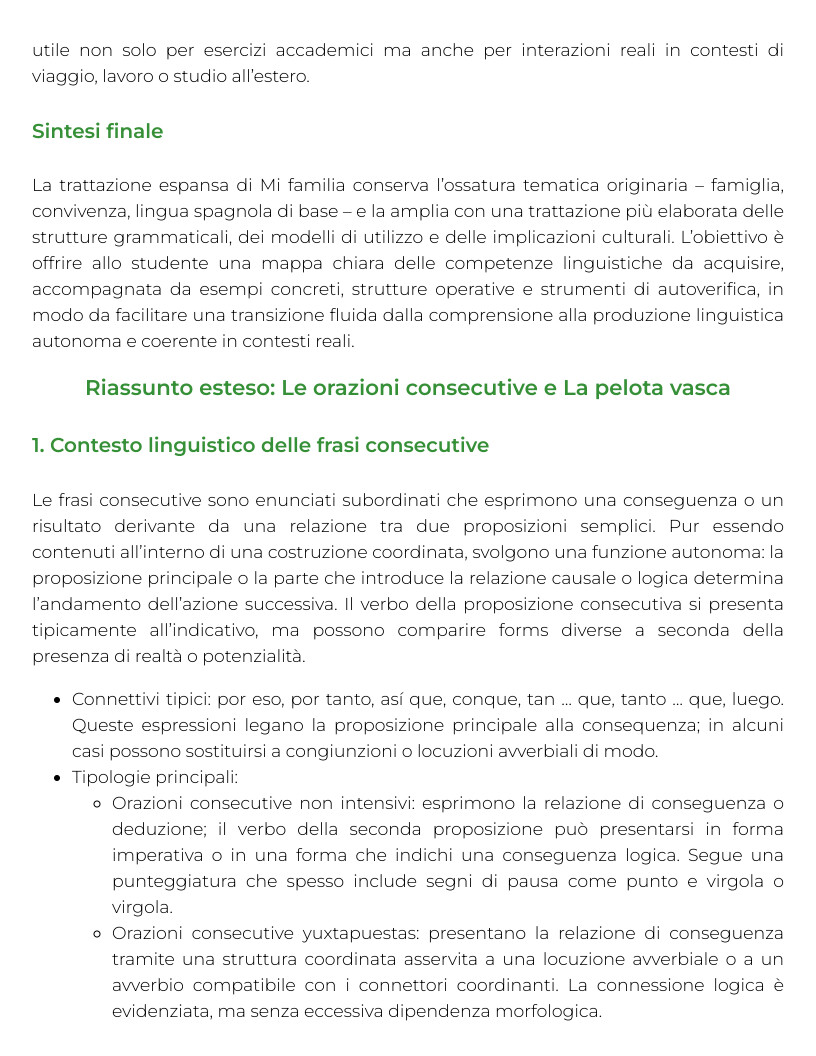 Riassunto di Lingua spagnola