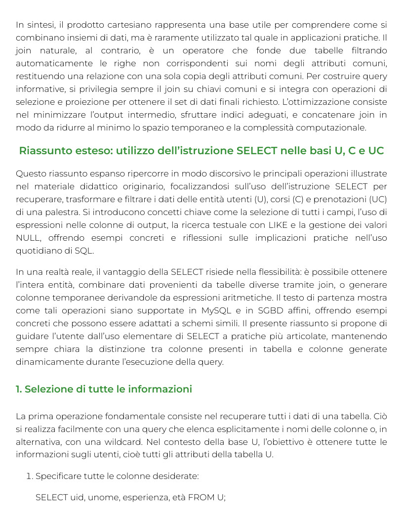 Riassunto di Strumenti informatici per lo sport