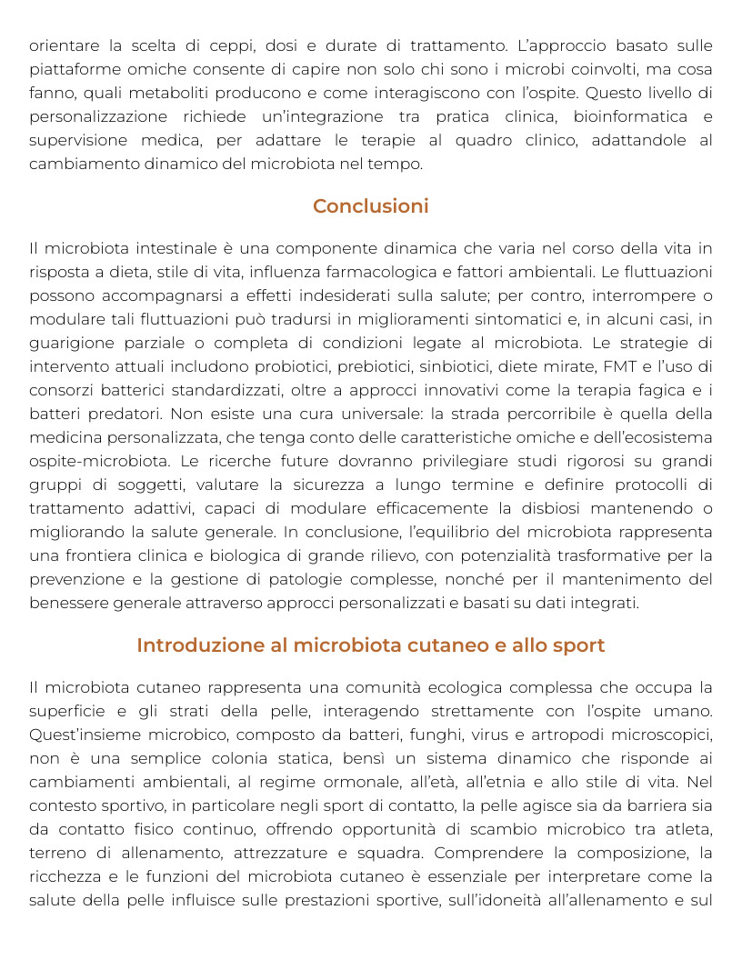Riassunto di L'analisi del microbiota intestinale nello sportivo approcci dietetici e integrativi