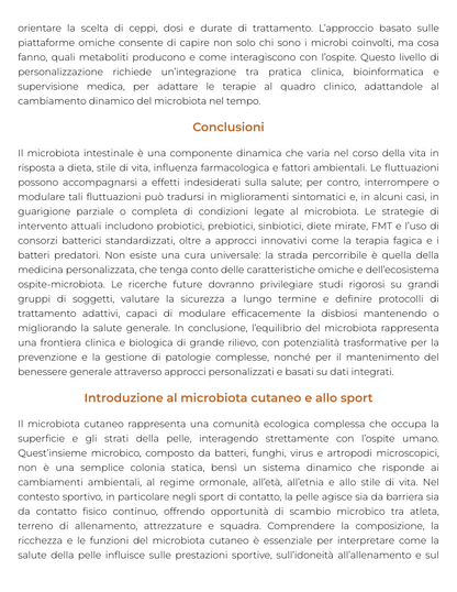 Riassunto di L'analisi del microbiota intestinale nello sportivo approcci dietetici e integrativi